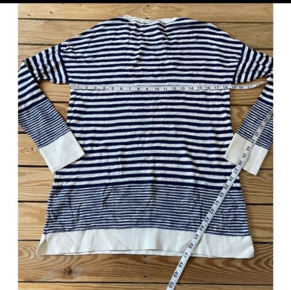 💛5 FOR $20💛 Downeast Navy Blue and Cream Striped Tunic Sweater - Picture 6 of 8